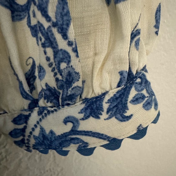 GiGiO Blue White Floral Dress Adjustable Tie Waist Boho Cottagecore Medium NWT - Picture 14 of 17